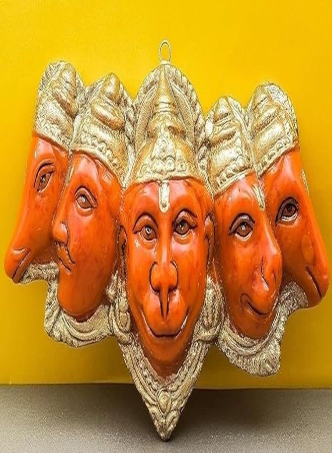 PICKARTME Panchmukhi Hanuman Ji for Door Entrance Murti Statue for Pooja | Bajrang Bali Idol | Hanuman Ji Idol | Sinduri Color - Image 1